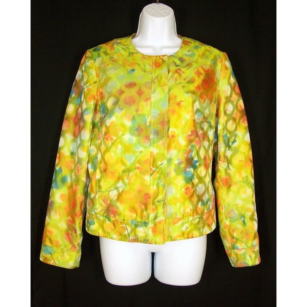 Louben Jacket 8 M Shiny Watercolor Floral Geometric Circle Green Lined